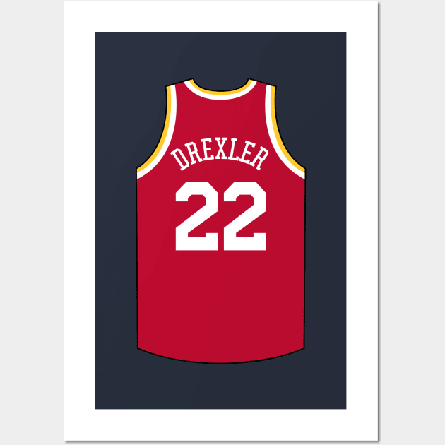 Clyde Drexler Houston Jersey Qiangy Wall Art by qiangdade